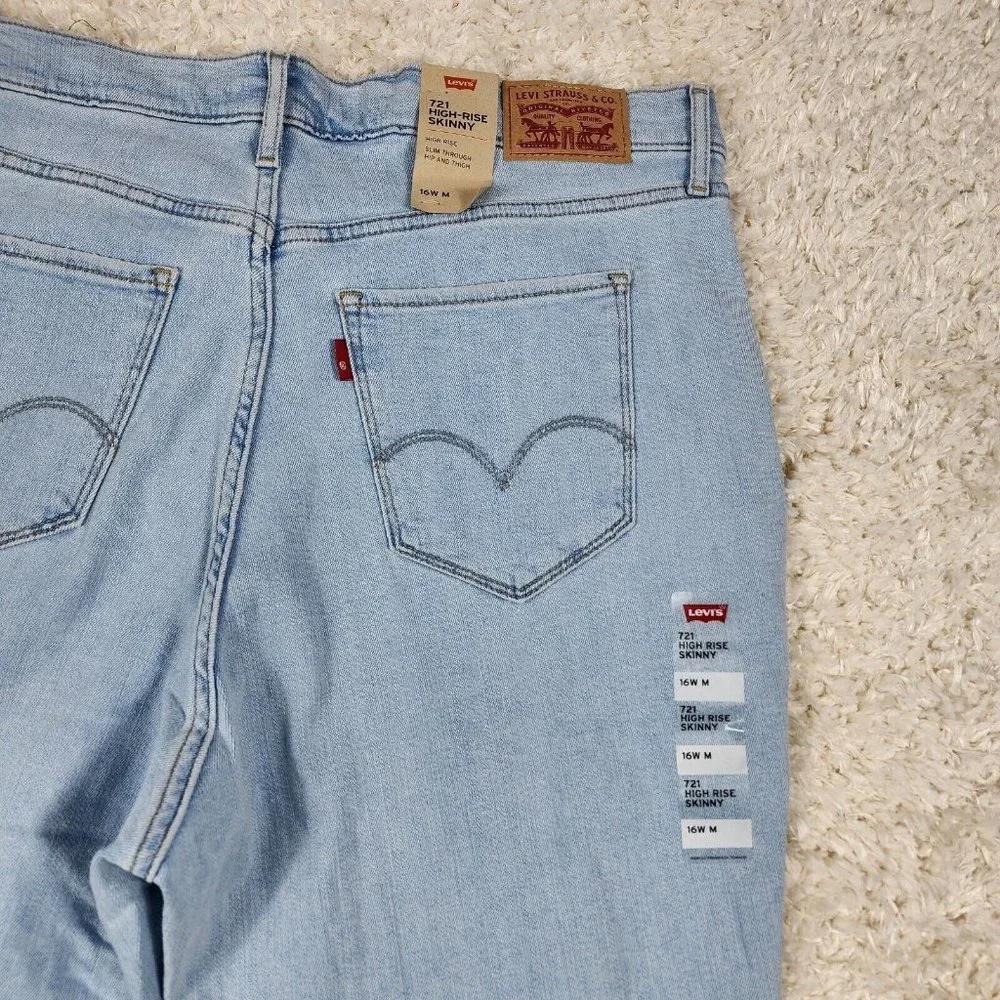 Levis Skinny Jeans Womens 16 W Blue Sculpt 721 Hypersoft Stretch Distressed Pant